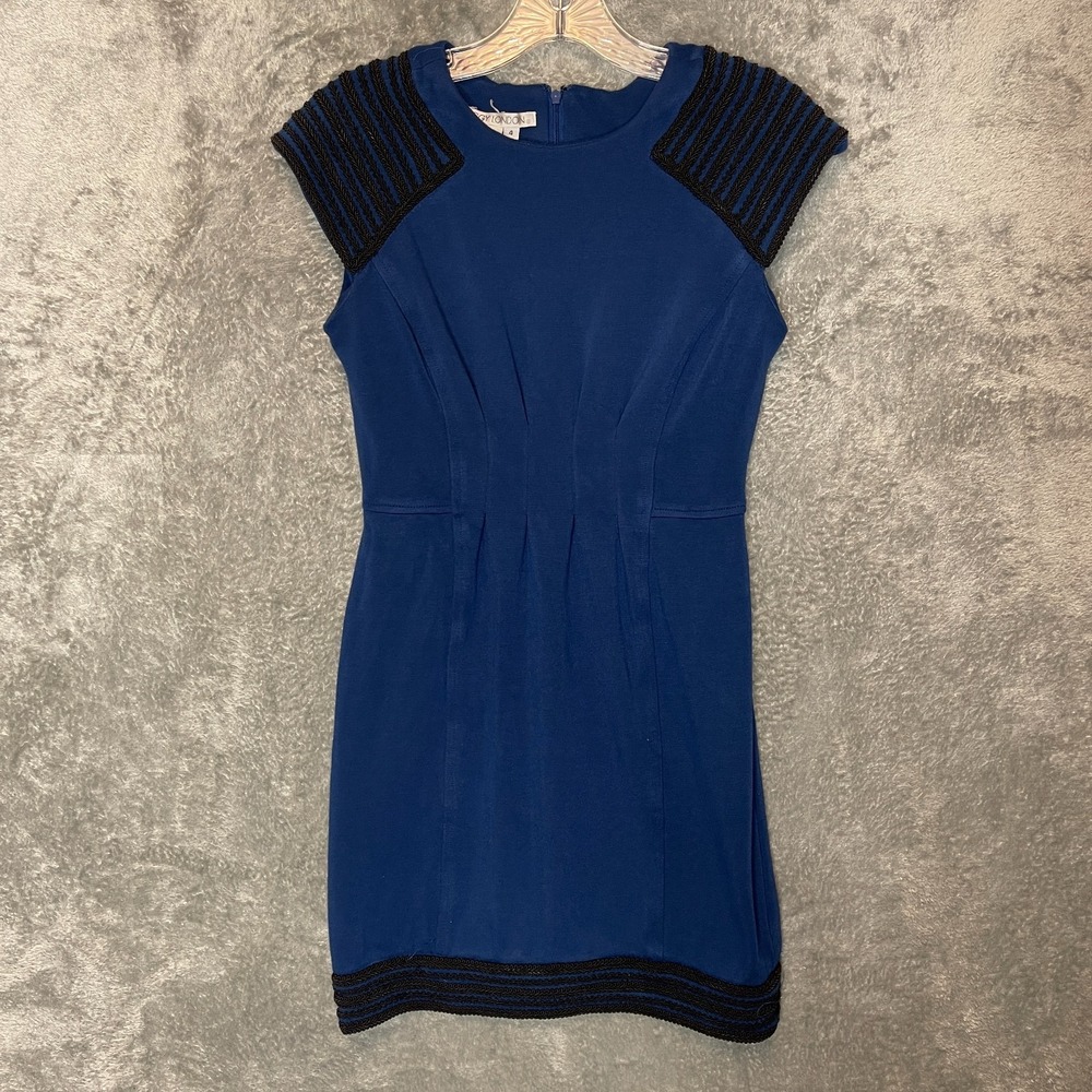 Maggy London Women Structured Sheath Dress 4 Blue Fitted Corpcore Chic‎ Wiggle